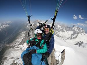 Land on Mont Blanc paragliding tandem
